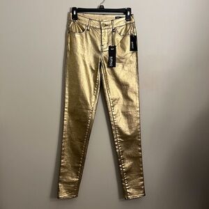 Buffalo David Bitton Metallic Gold Stone Wash Faith Mid Rise Skinny Jeans